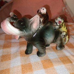 Vintage MCM Elephant,  Tiger Attack